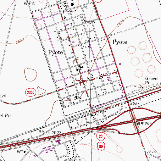 Topographic Map of Pyote, TX
