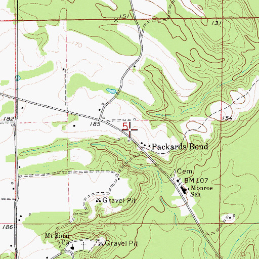 Topographic Map of Packards Bend School (historical), AL