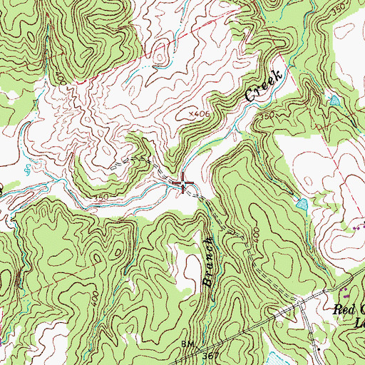 Topographic Map of Red Oak Branch, TX