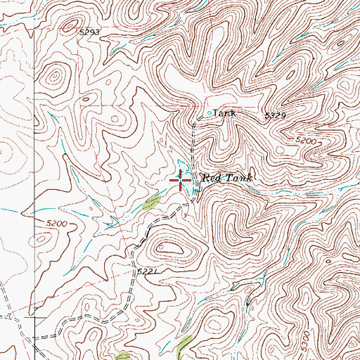Topographic Map of Red Tank, TX