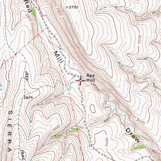 Topographic Map of Red Well, TX