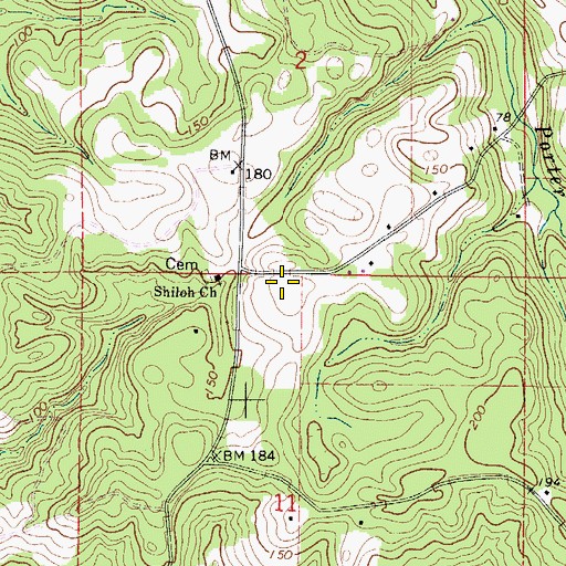 Topographic Map of Shiloh School (historical), AL