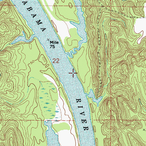 Topographic Map of Silver Creek Shoal, AL