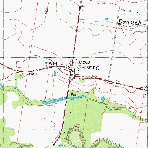 Topographic Map of Rices Crossing, TX