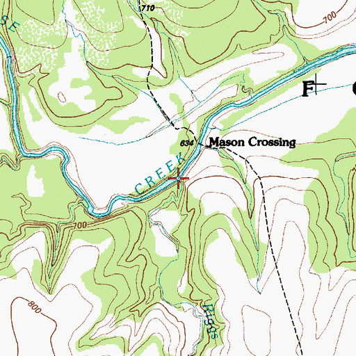 Topographic Map of Riggs Run, TX