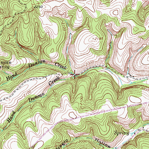 Topographic Map of Right Hand Duncan Creek, TX