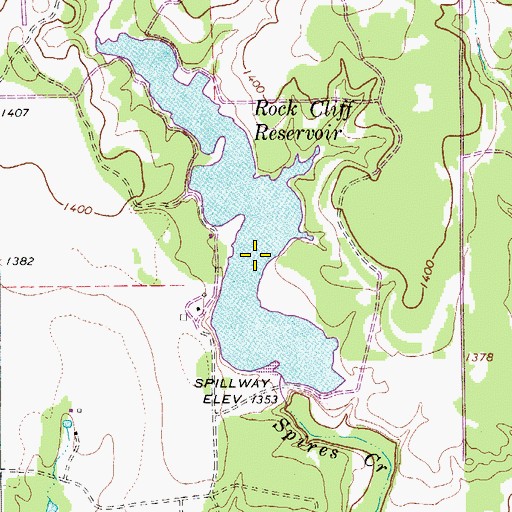 Topographic Map of Rock Cliff Reservoir, TX
