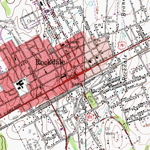 Topographic Map of Rockdale, TX
