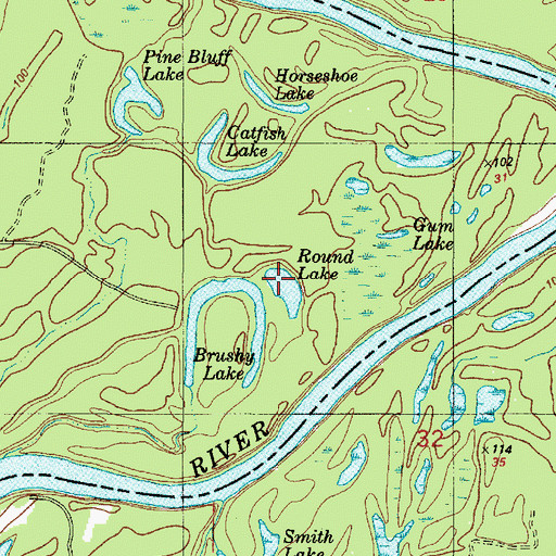 Topographic Map of Round Lake, TX