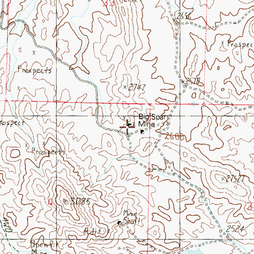 Topographic Map of Big Spar Mine, AZ