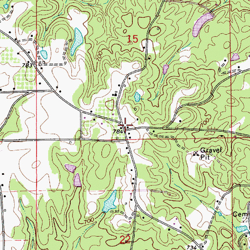 Topographic Map of Mims Crossroads (historical), AL