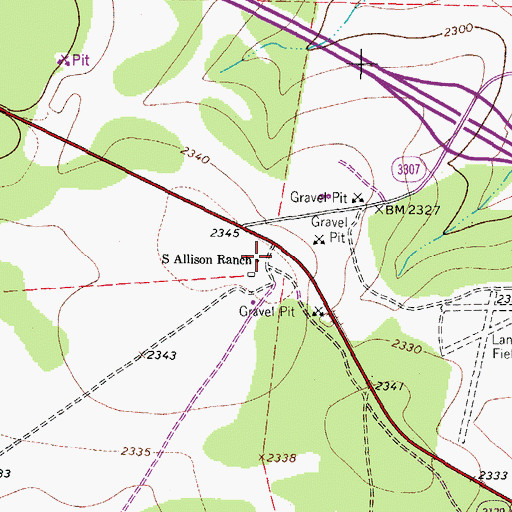 Topographic Map of S Allison Ranch, TX