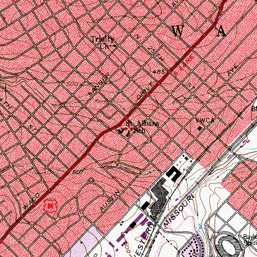 Topographic Map of Saint Albans School, TX