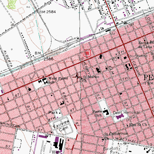 Topographic Map of Saint Marles Church, TX