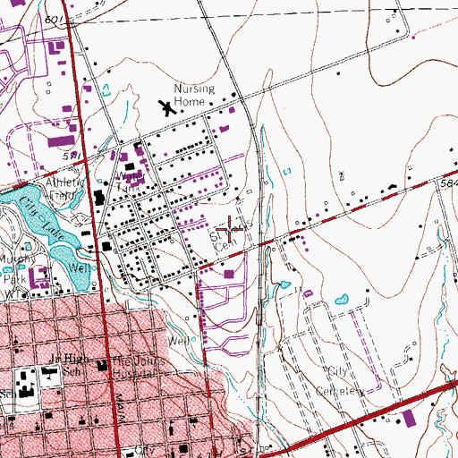 Topographic Map of Saint Marys Cemetery, TX