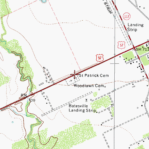 Topographic Map of Saint Patrick Cemetery, TX