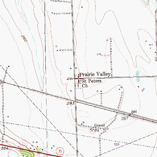 Topographic Map of Saint Peters Church, TX