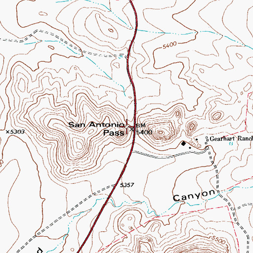 Topographic Map of San Antonio Pass, TX
