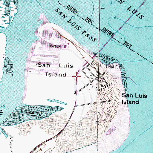 Topographic Map of San Luis Island, TX