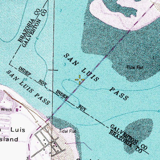 Topographic Map of San Luis Pass, TX