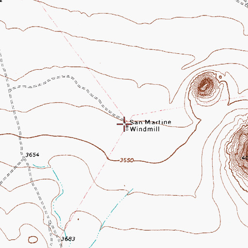 Topographic Map of San Martine Windmill, TX
