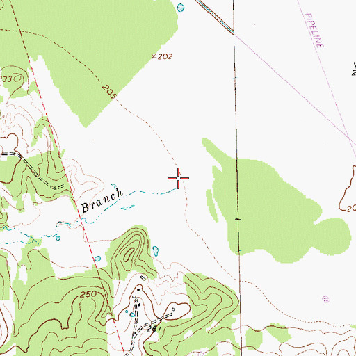 Topographic Map of Sandy Branch, TX