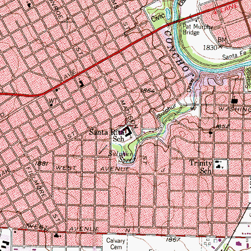 Topographic Map of Santa Rita Elementary School, TX