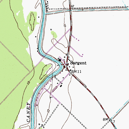 Topographic Map of Sargent, TX