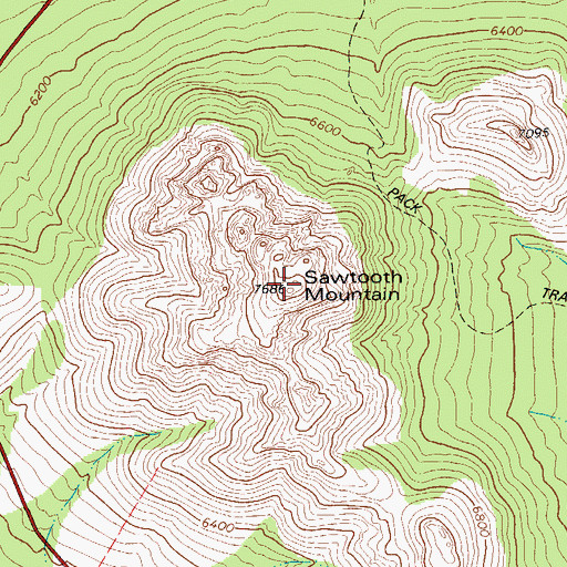 Topographic Map of Sawtooth Mountain, TX