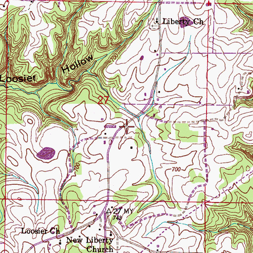 Topographic Map of Loosier School (historical), AL