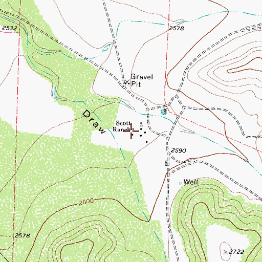 Topographic Map of Scott Ranch, TX
