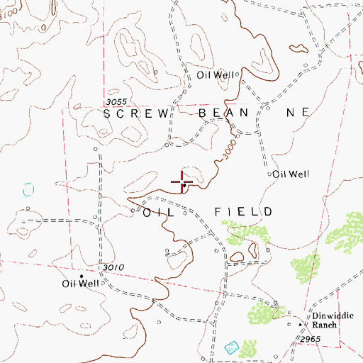 Topographic Map of Screw Bean Northeast Oil Field, TX