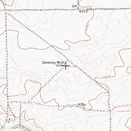 Topographic Map of Seventy Well, TX