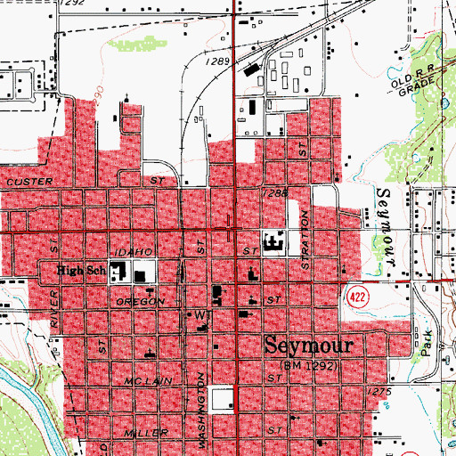 Topographic Map of Seymour, TX