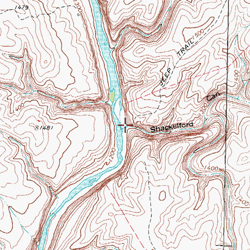 Topographic Map of Shackelford Canyon, TX