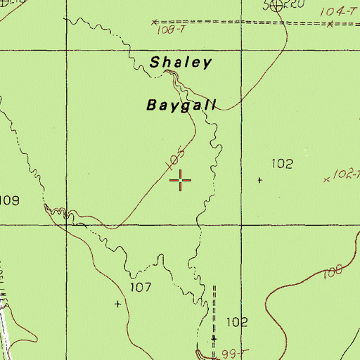 Topographic Map of Shaley Baygall, TX