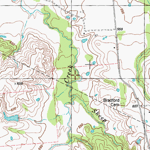 Topographic Map of Sheep Creek, TX