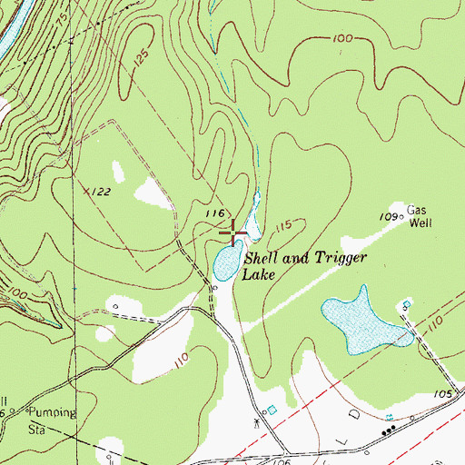 Topographic Map of Shell and Trigger Lake, TX