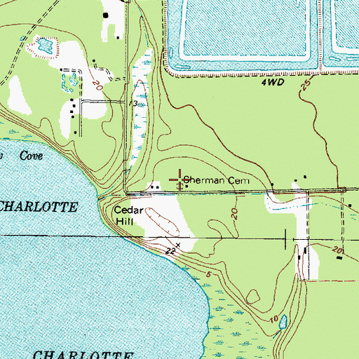 Topographic Map of Sherman Cemetery, TX