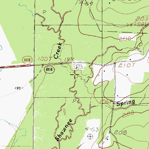 Topographic Map of Shoemake Branch, TX