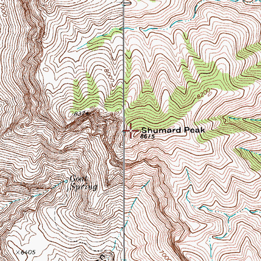 Topographic Map of Shumard Peak, TX