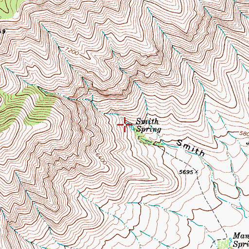 Topographic Map of Smith Spring, TX