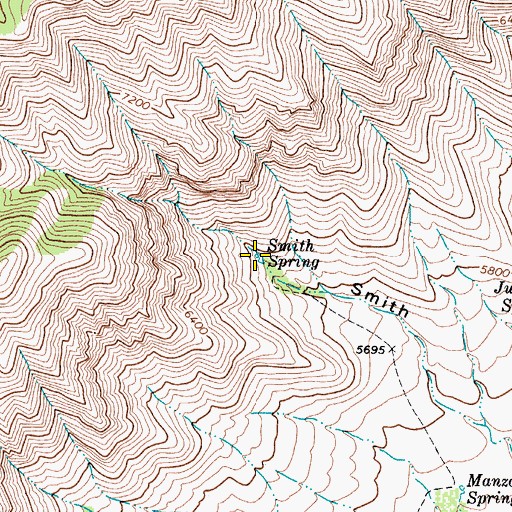 Topographic Map of Smith Spring, TX