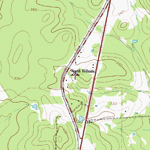 Topographic Map of South Hillside Church, TX