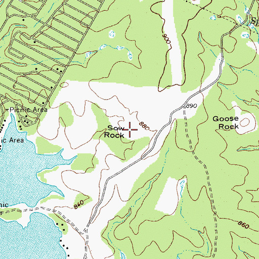 Topographic Map of Sow Rock, TX