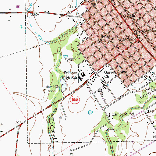 Topographic Map of Spikner High School, TX