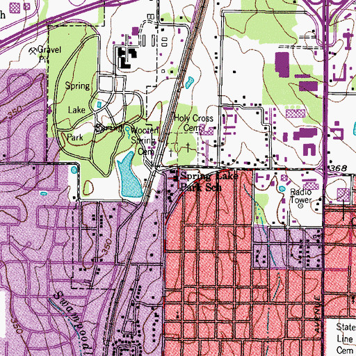 Topographic Map of Spring Lake Park School, TX