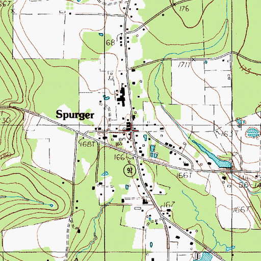 Topographic Map of Spurger, TX