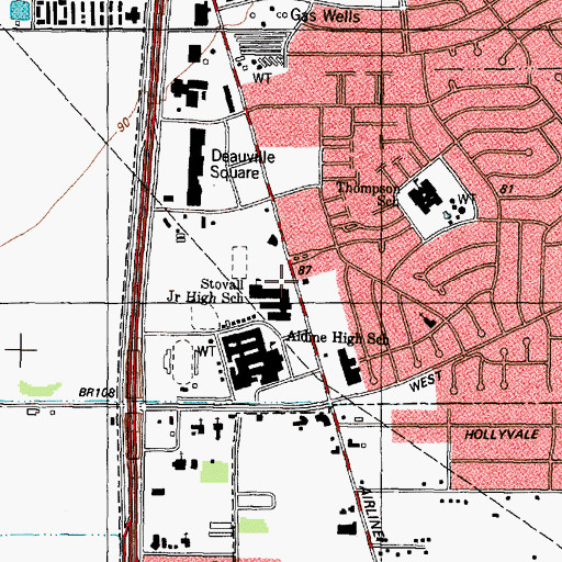 Topographic Map of Stovall Junior High School, TX