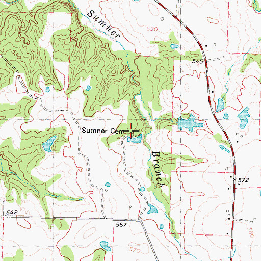 Topographic Map of Sumner Cemetery, TX